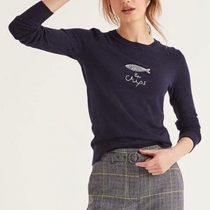 Boden lg Fish & Chips sweater EUC